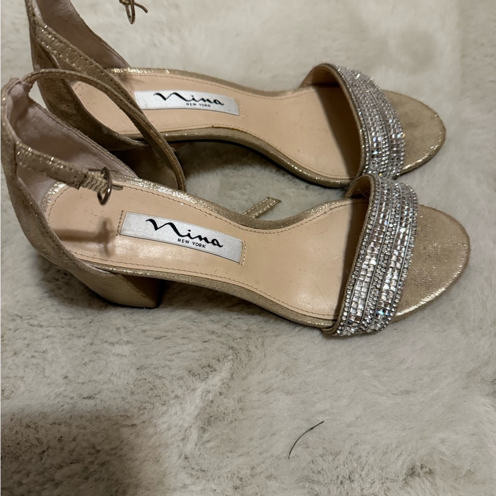 Nina Gold and Silver Strappy Heels